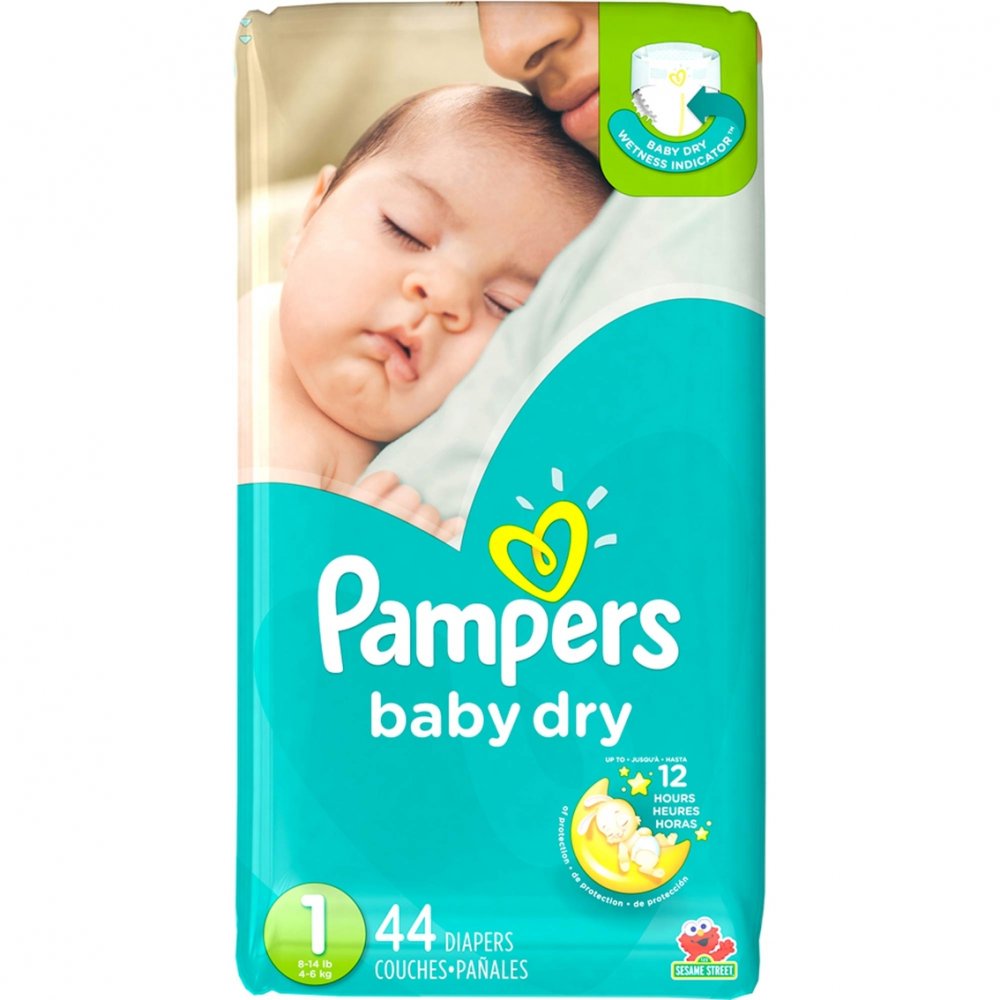 Pampers Baby Dry Size 1 (8-14LB) Jumbo 44CT PKG