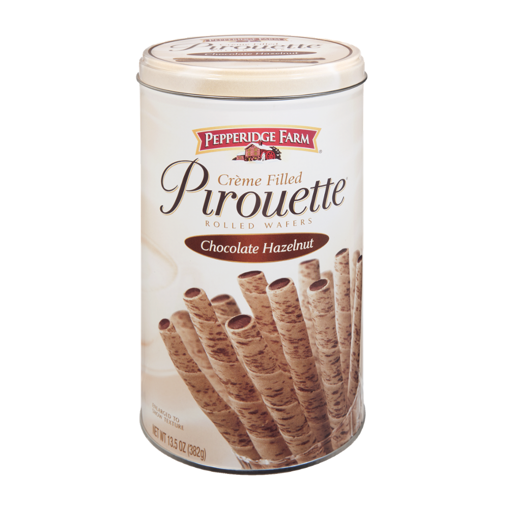 Pepperidge Farm Creme Filled Pirouette Rolled Wafers Chocolate Hazelnut 13.5oz Tin