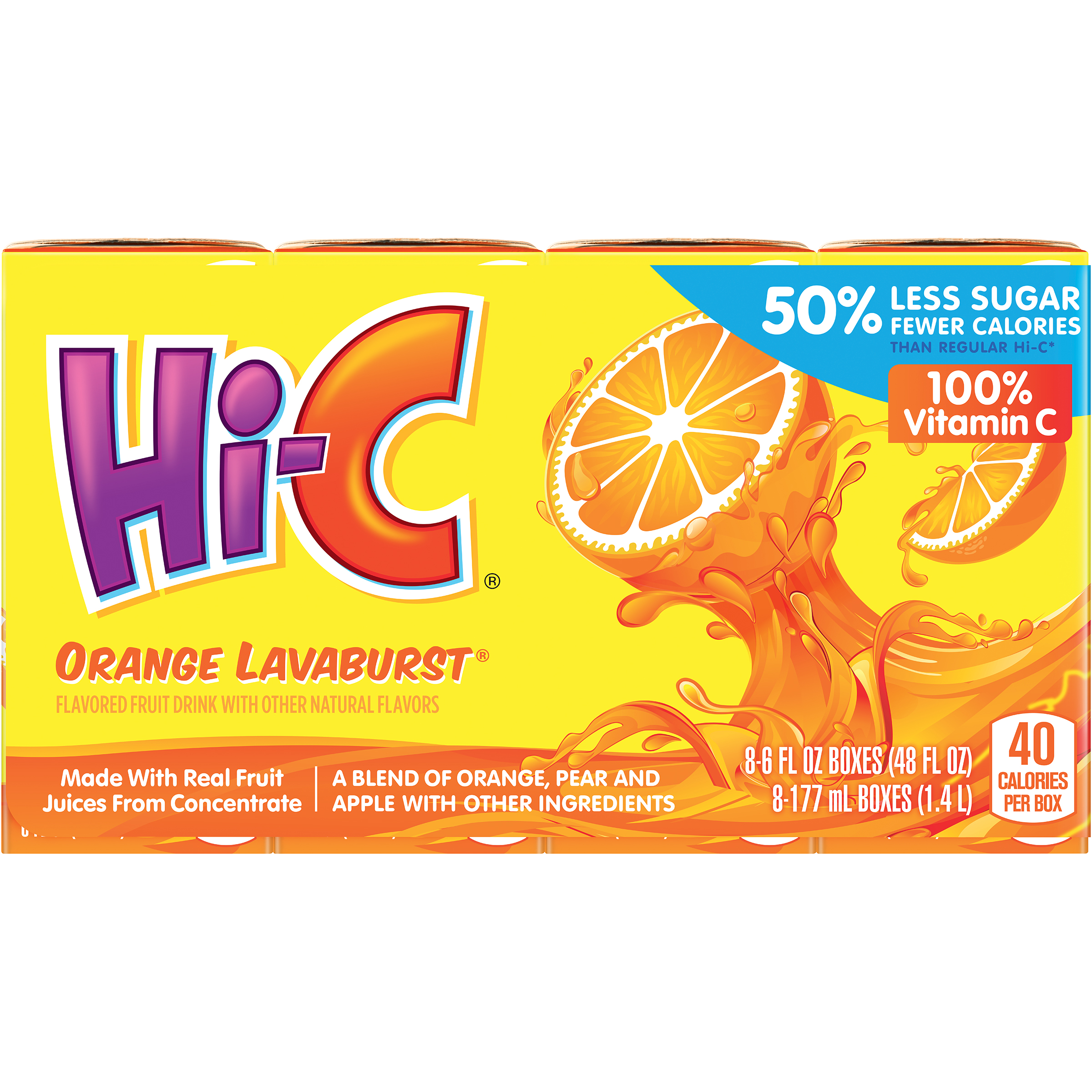 Hi-C Fruit Drink Orange Lavaburst 8CT of 6oz EA
