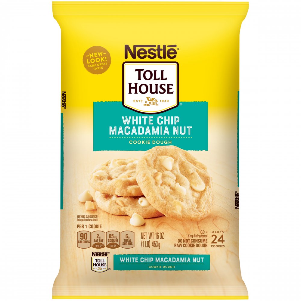Nestle Toll House Cookie Dough White Chip Macadamia Nut 24CT 16oz PKG