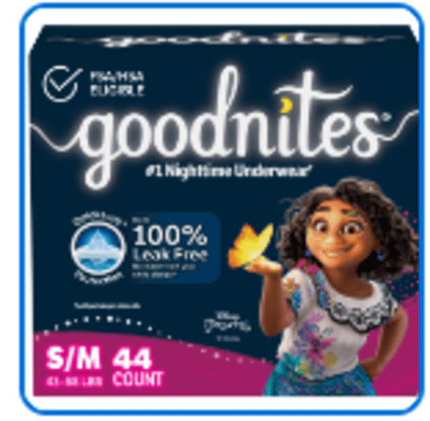 Goodnites Girls Underpants Small Medium 43-68LB  Pack 44 count