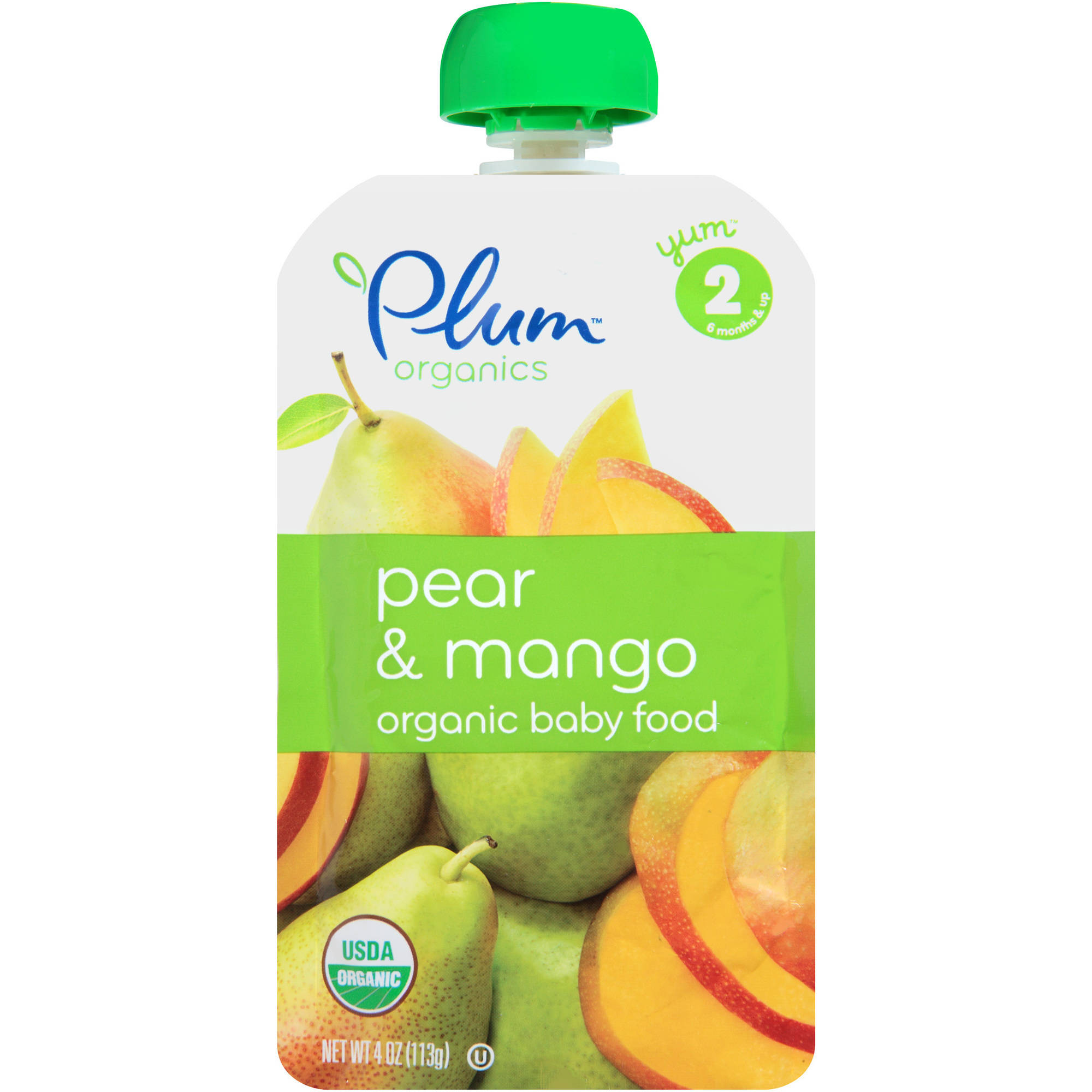 Plum Organics Baby Food Stage 2 Pear Mango 4oz Pouch