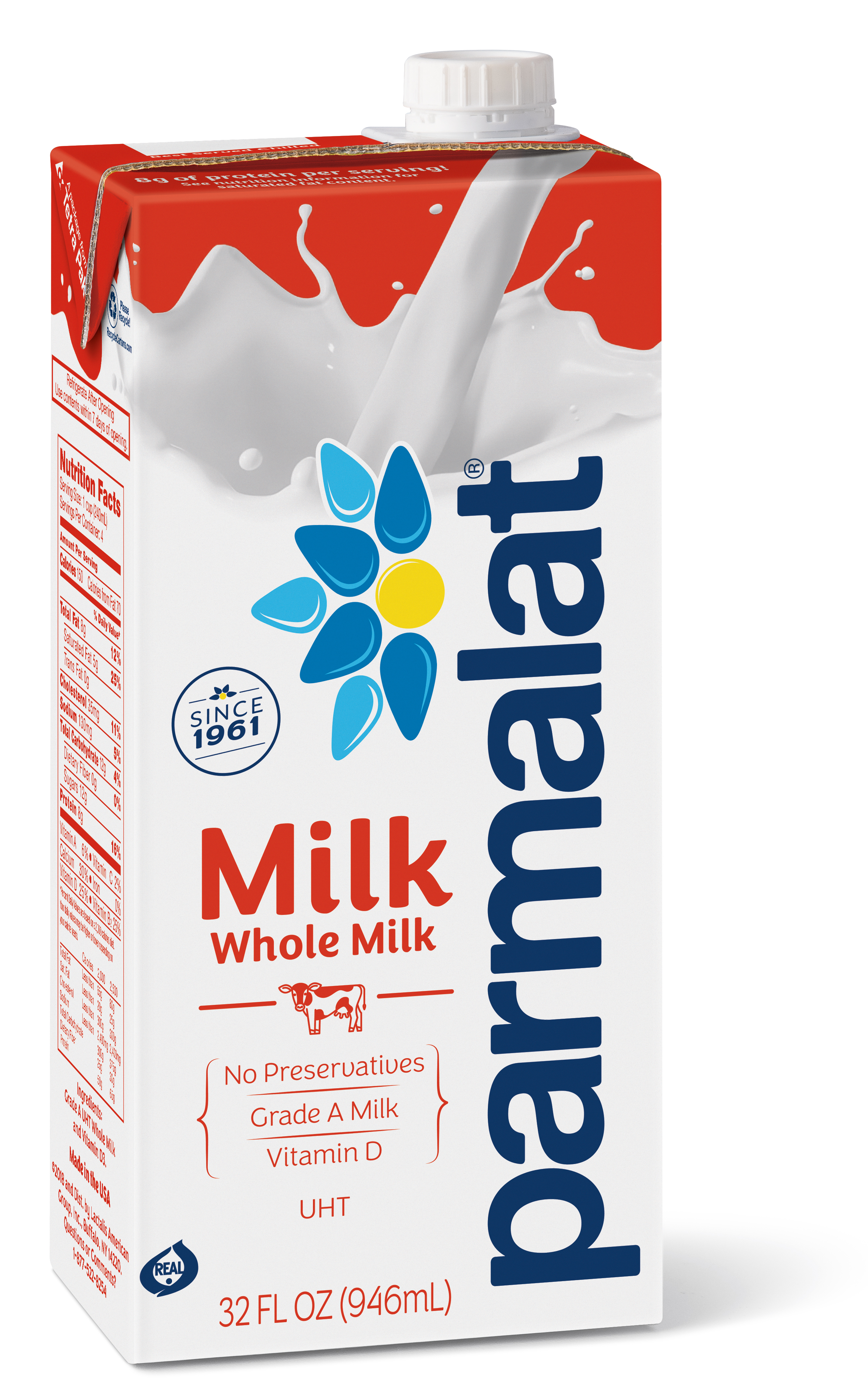 Parmalat Long Life Milk Whole Vitamin D 1QT CTN