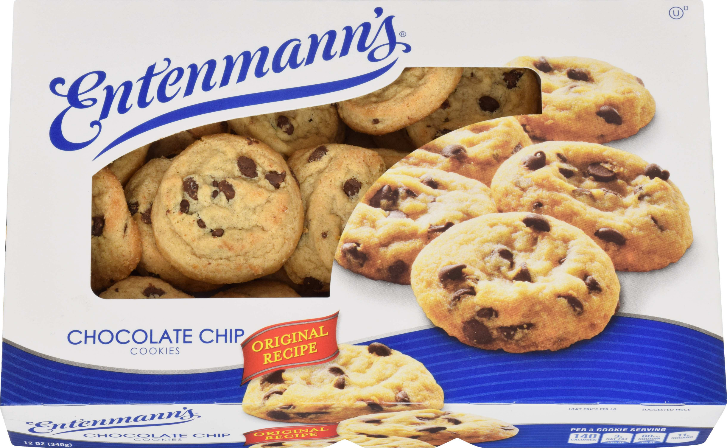 Entenmann's Cookies Chocolate Chip Original Recipe 12oz Box