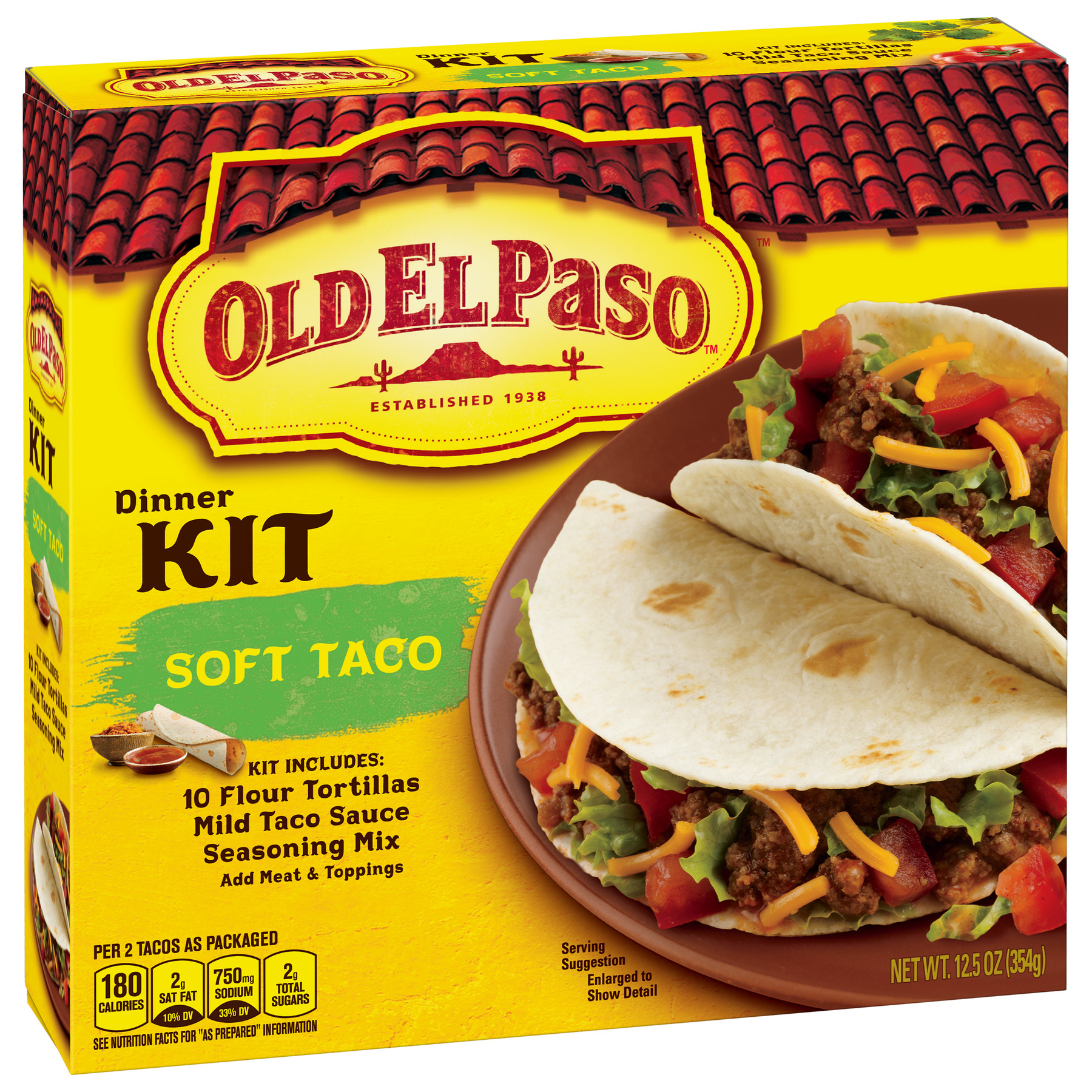 Old El Paso Dinner Kit Soft Tacos 10CT 12.5oz Box
