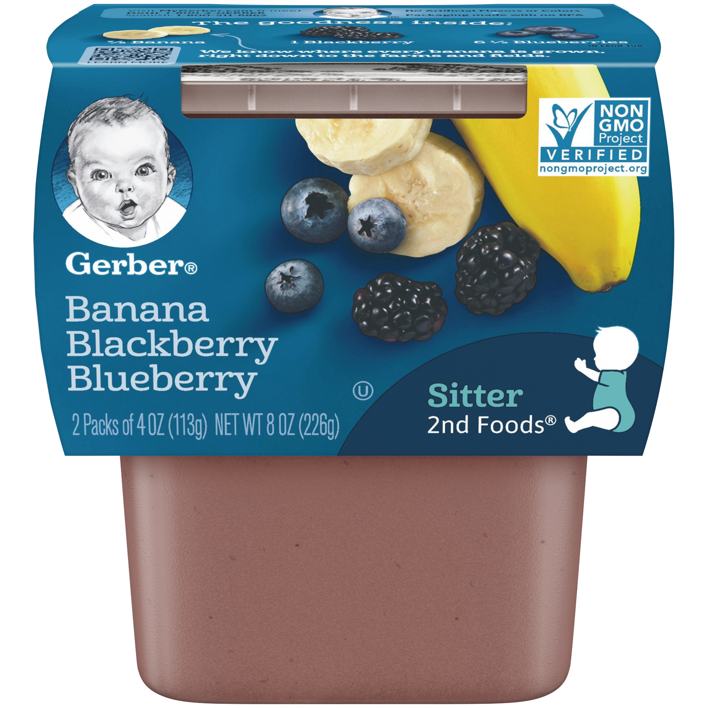 Gerber 2nd Foods Banana Blackberry Blueberry 4oz 2PK