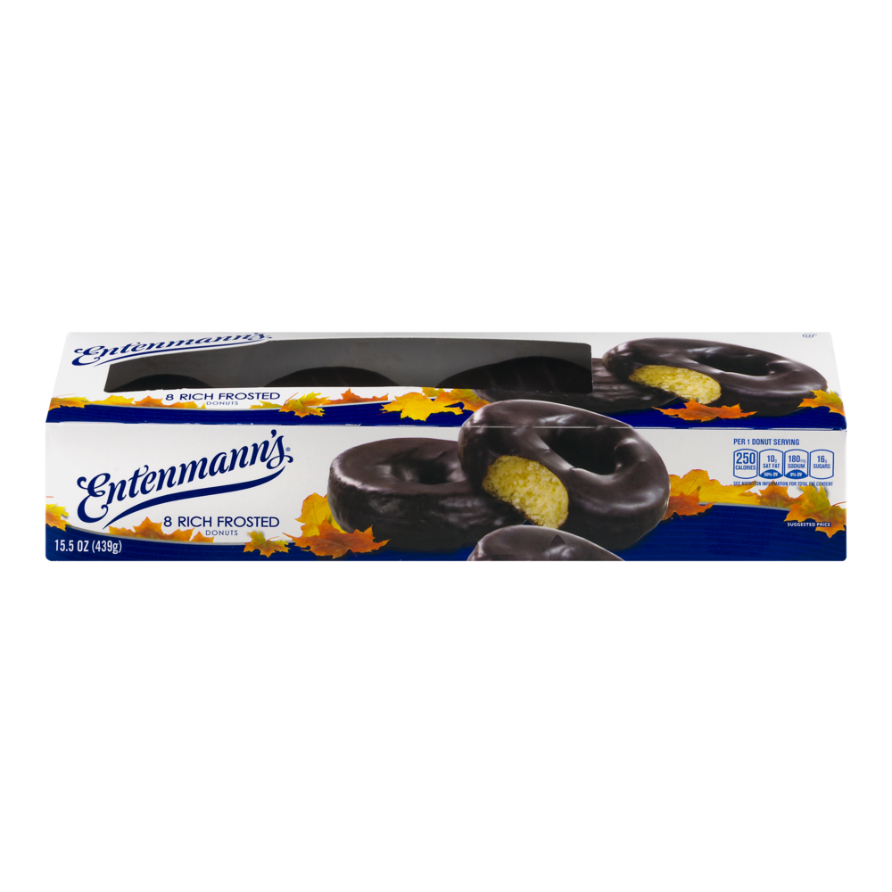 Entenmann's Chocolate Rich Frosted Donuts 8CT 15oz Box