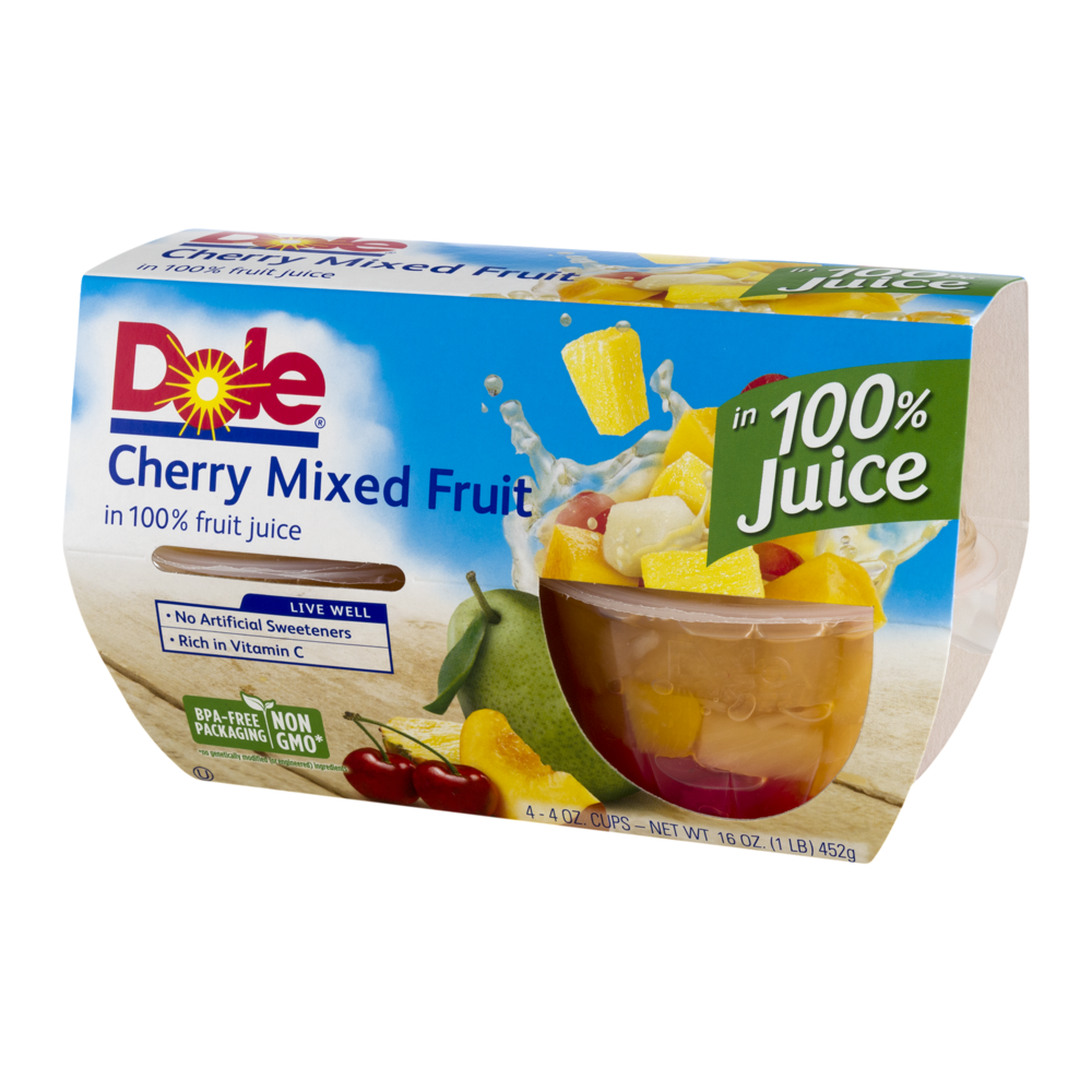 Dole Fruit Bowls Cherry Mixed Fruit 4oz. EA 4CT 16oz PKG