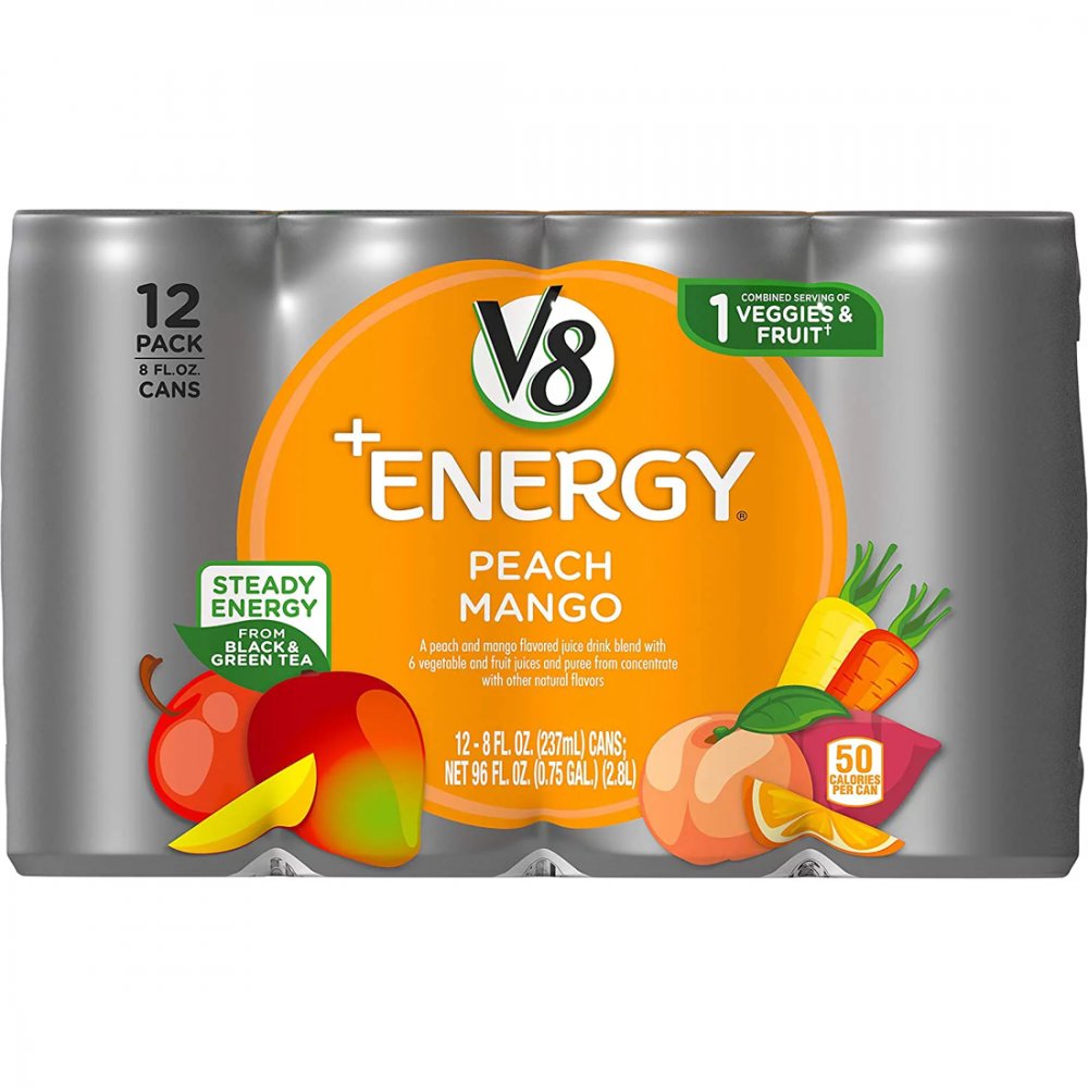V8 V-Fusion Energy Drink Peach Mango 12Pk 8oz Cans