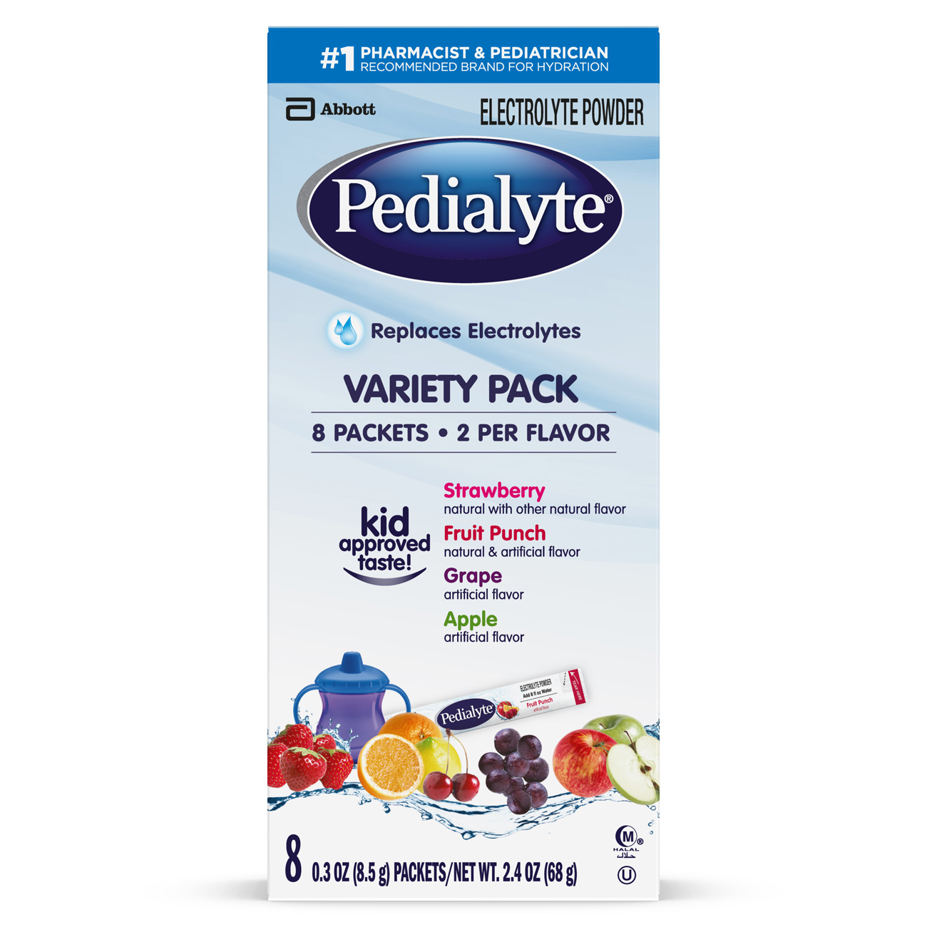 Pedialyte Oral Electrolyte Powder 8Pk Variety 2.4oz Box