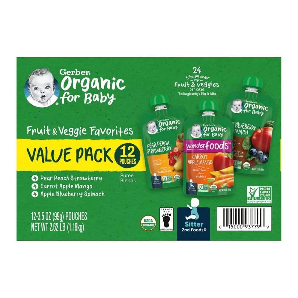 Gerber Organic 2nd Foods Baby Food Pouches, 12 pk./3.5 oz.