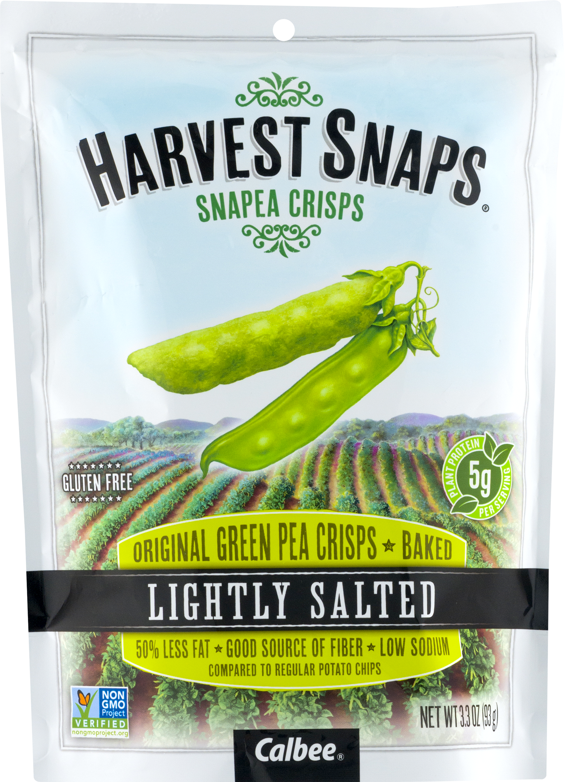 Harvest Snaps Lightly Salted Snapea Crisps 3.3oz Bag