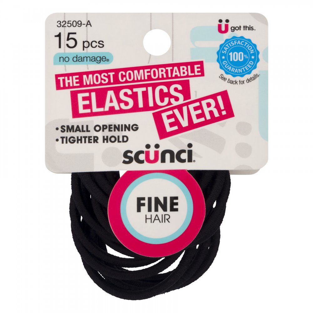 Scunci No Damage Hair Ties Black 15PC