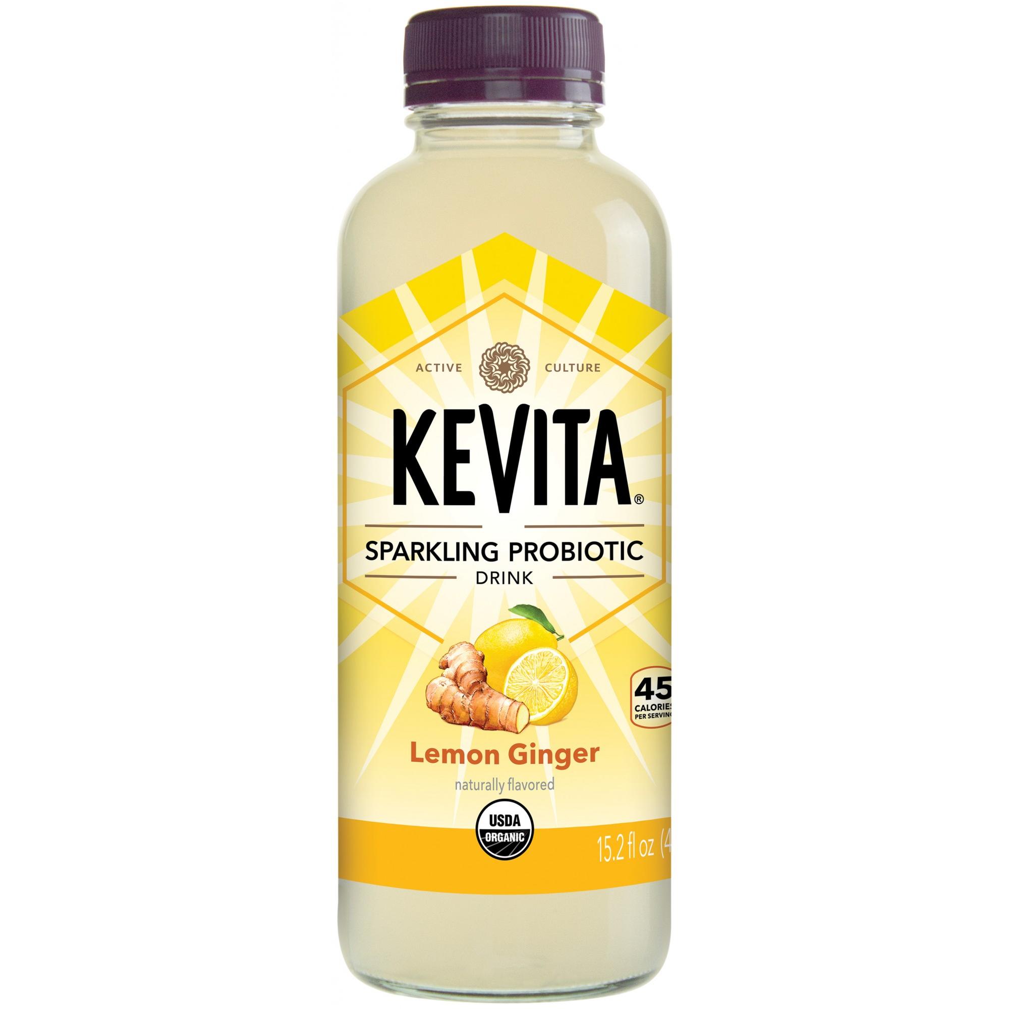 KeVita Sparkling Probiotic Drink, Lemon Ginger, 15.2 oz Bottle