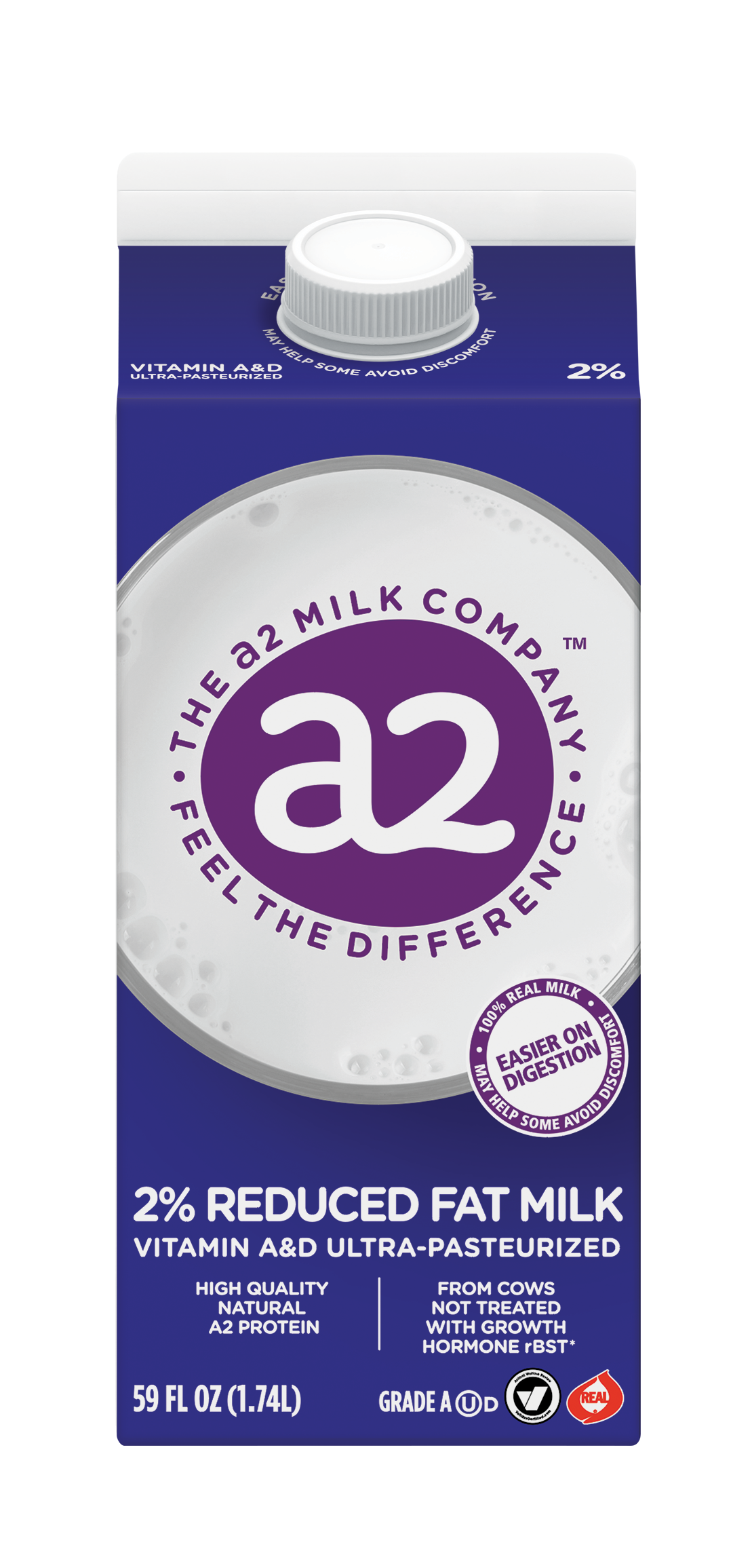 a2 Milk Company 2% Reduced Fat Milk, 1.74L
