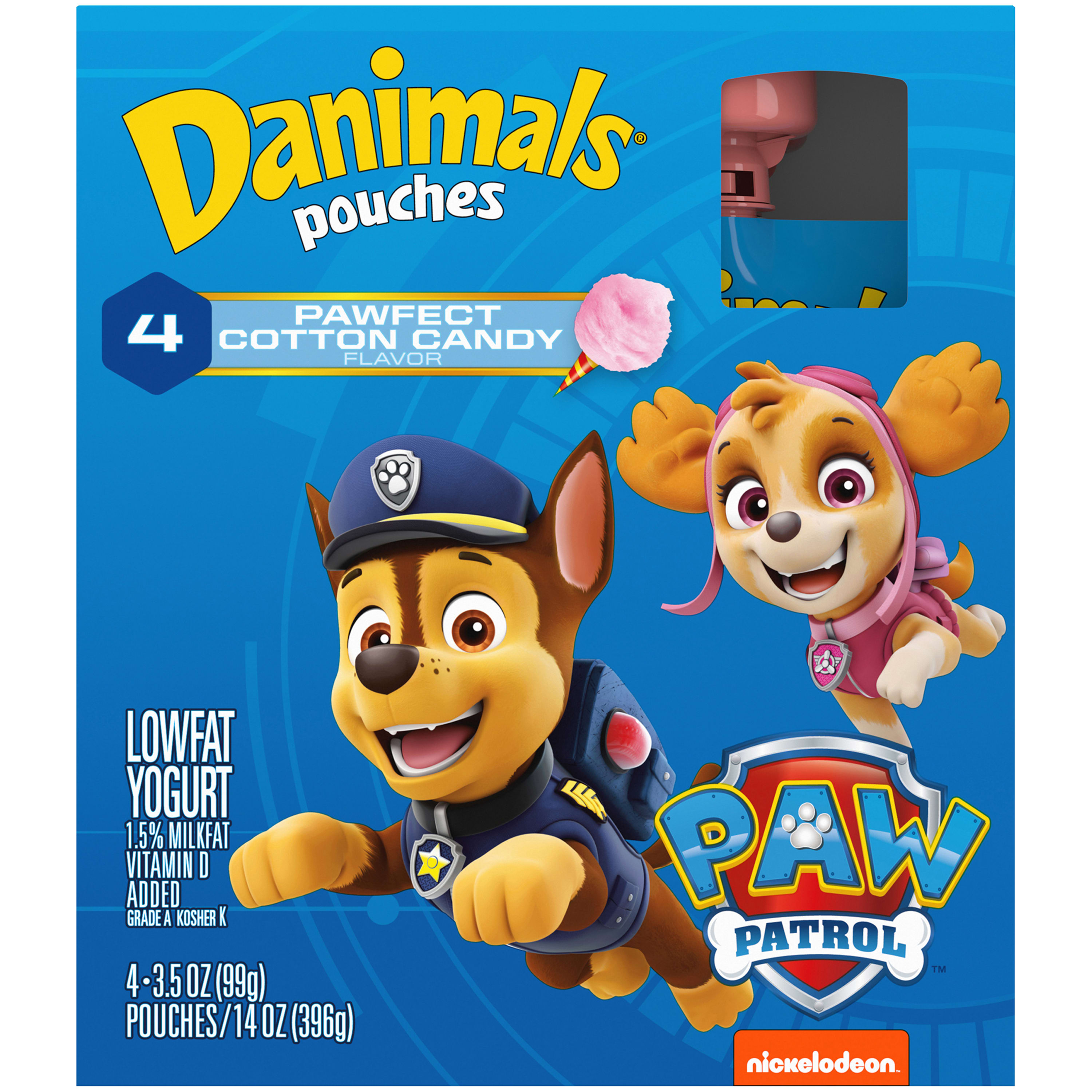 Danimals Cotton Candy Squeezable Yogurt, 3.5 Oz. Pouches, 4 Count
