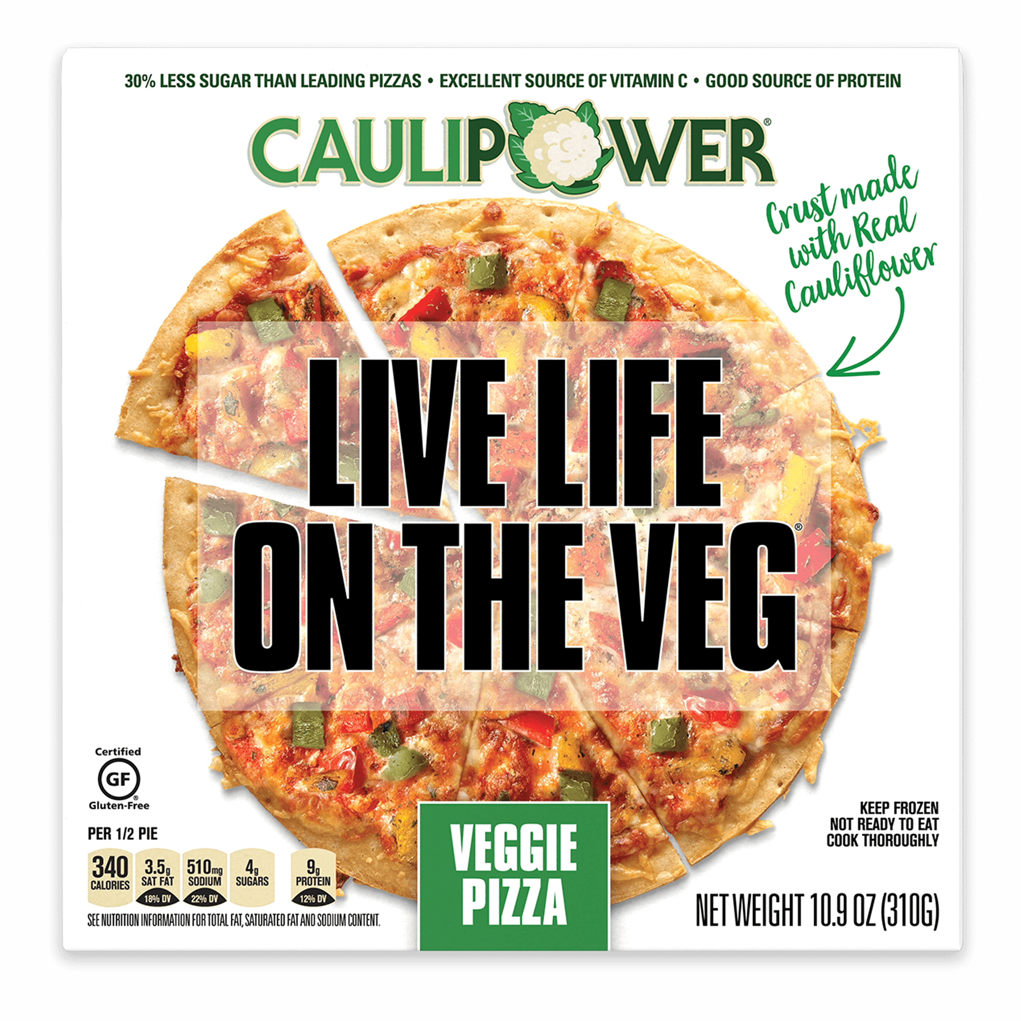CAULIPOWER Veggie Cauliflower Crust Pizza, 10.9 oz (Frozen)