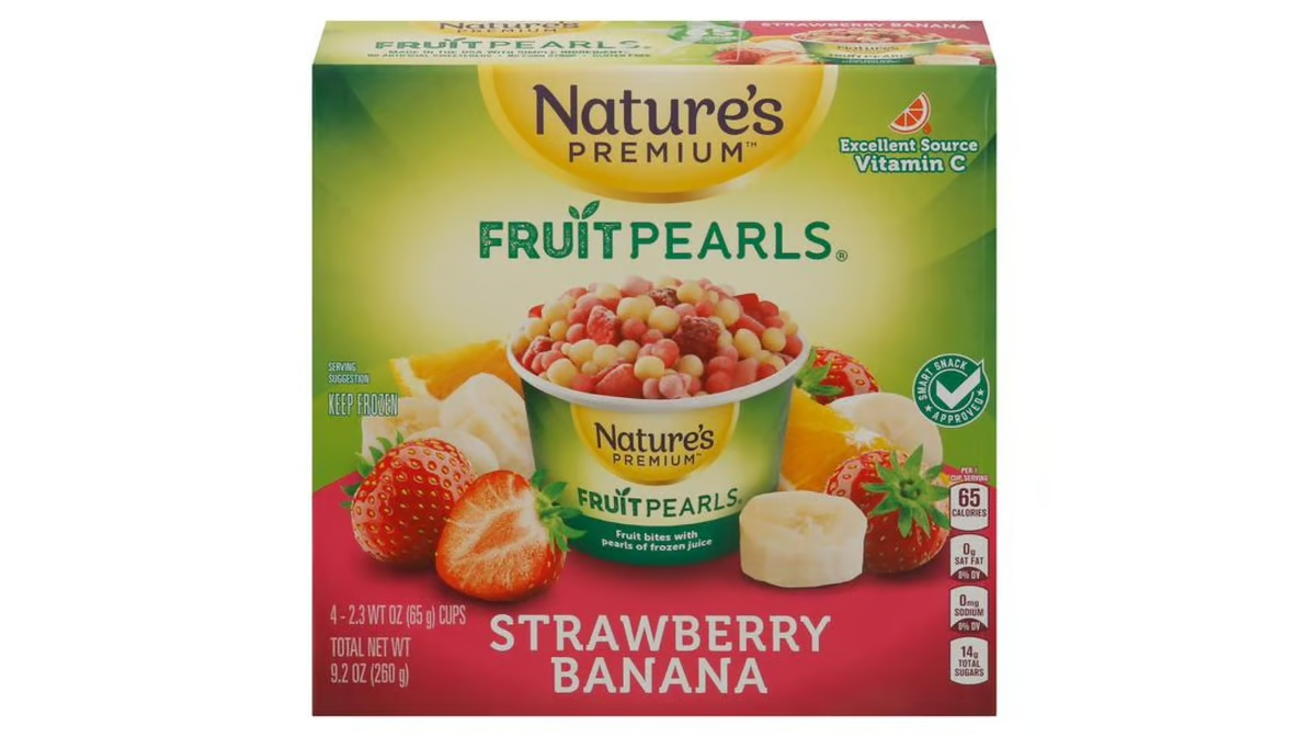Nature's Fruit Pearls strawberry Banana Frozen Fruit Snack 2.3 oz 4 count