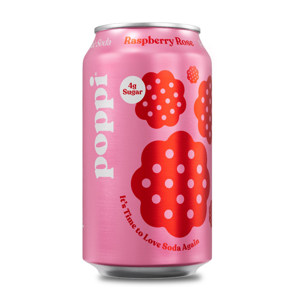 Poppi Prebiotic Soda  Raspberry Rose  12 Fl Oz