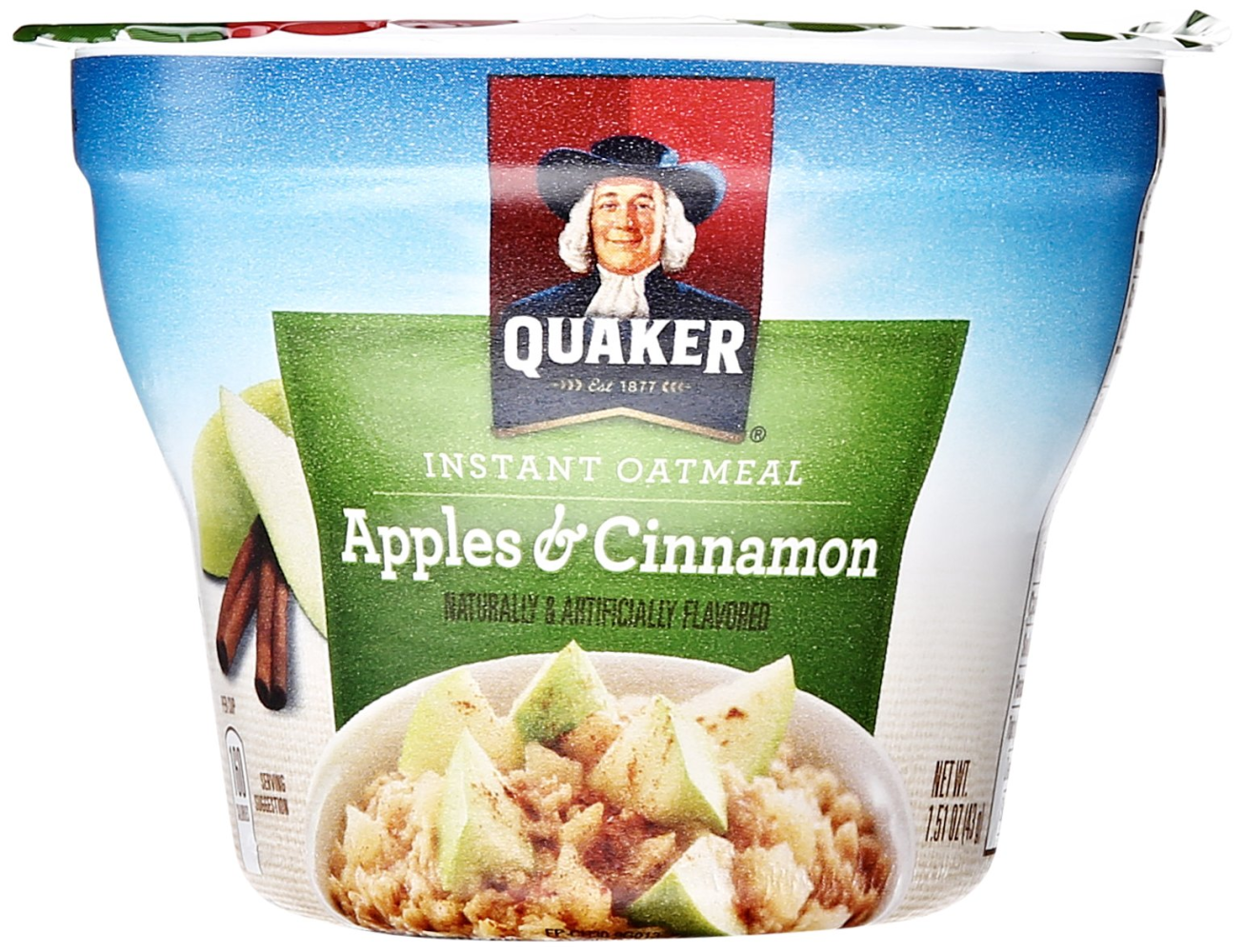 Quaker Instant Oatmeal  Apple Cinnamon  Quick Cook Oatmeal  1.5oz Cup