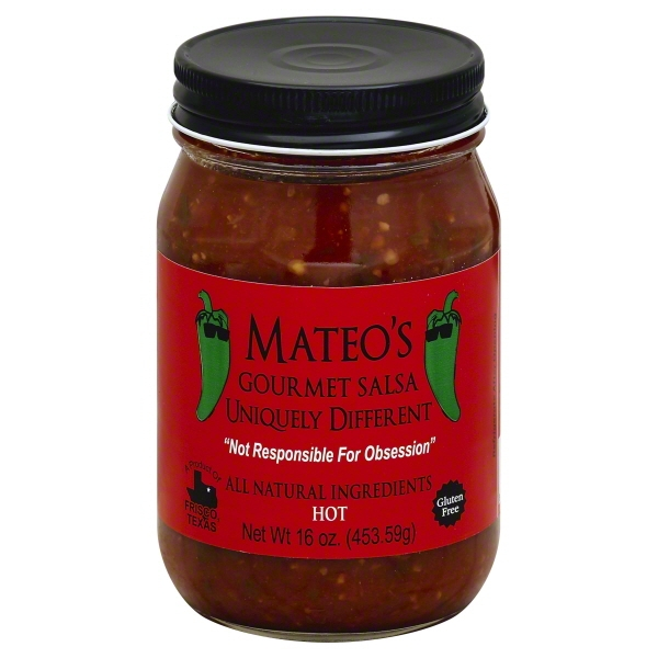 Mateo's All Natural Gourmet Salsa  Hot  Regular 16oz Glass Jar