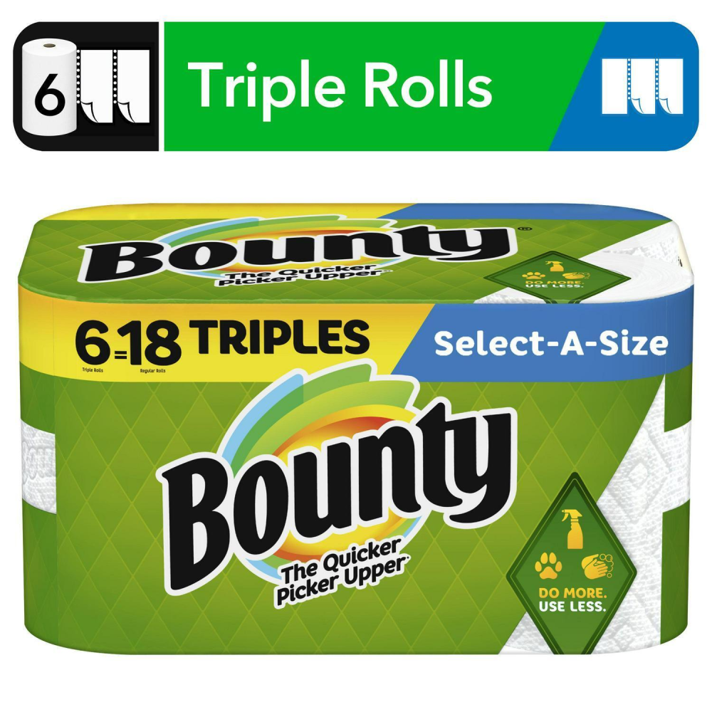 Bounty Paper Towel Select A Size 6=18 Triples White