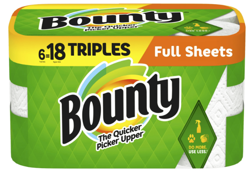 Bounty Paper Towels Full Sheets 6=18 Triples 87 Sheets Per Roll