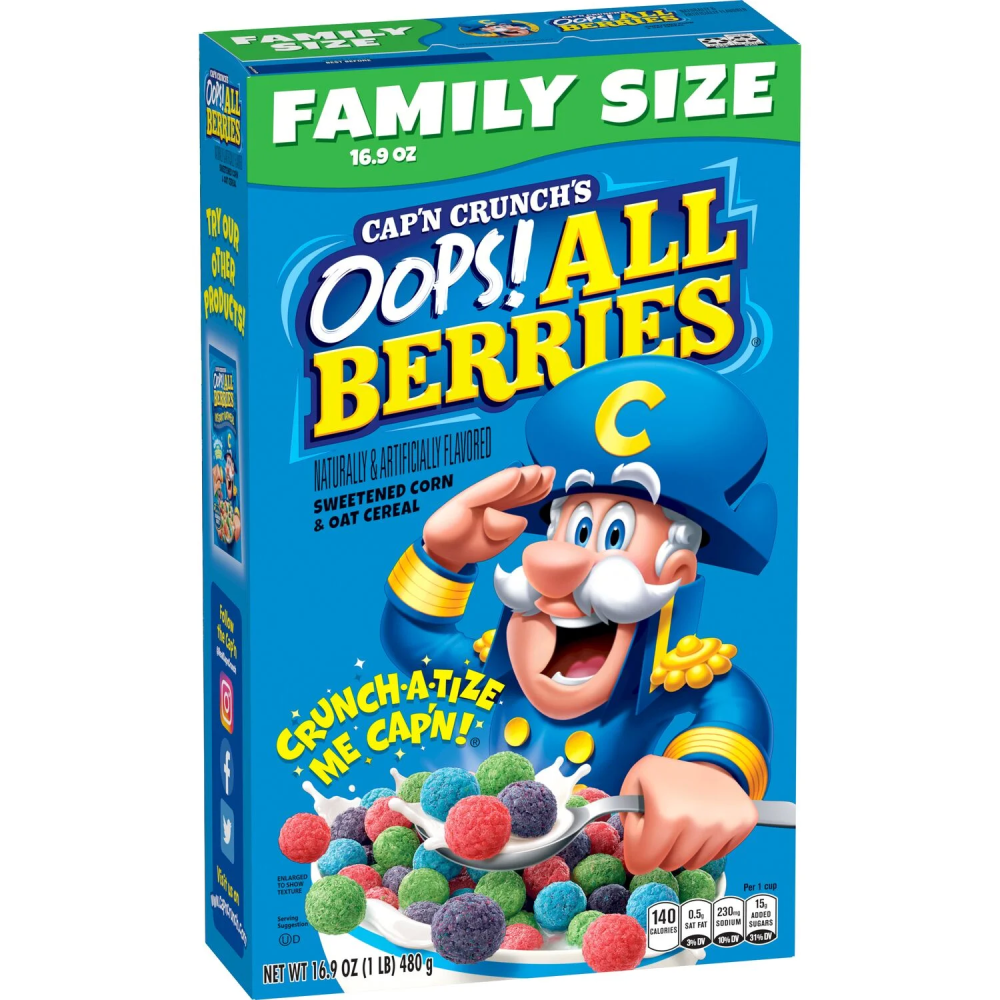 Cap'N Crunch's  Cereal Oops!  All Berries Cereal  16.9 Oz