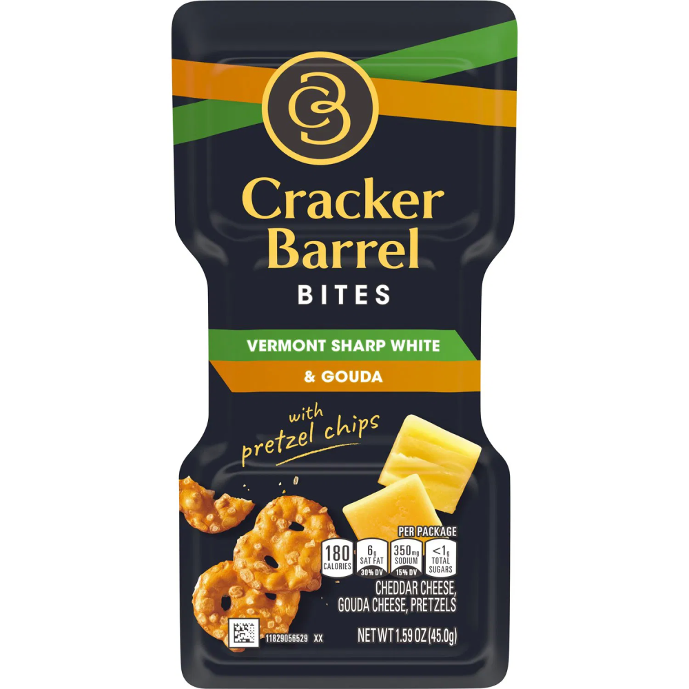 Cracker Barrel Bites Vermont Sharp White Cheddar & Gouda W/ Mini Pretzels - 1.65 Oz