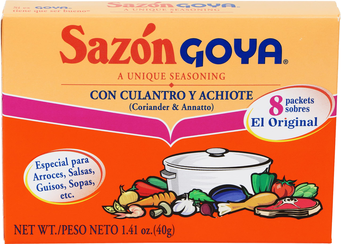 Sazon Goya Seasoning, Coriander & Annatto - 1.41 Oz