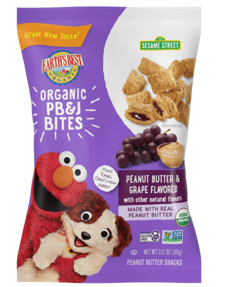 Earth's Best Organic PB&J Bites Toddler Snack 2+ Years Peanut Butter & Grape 3.17 Oz