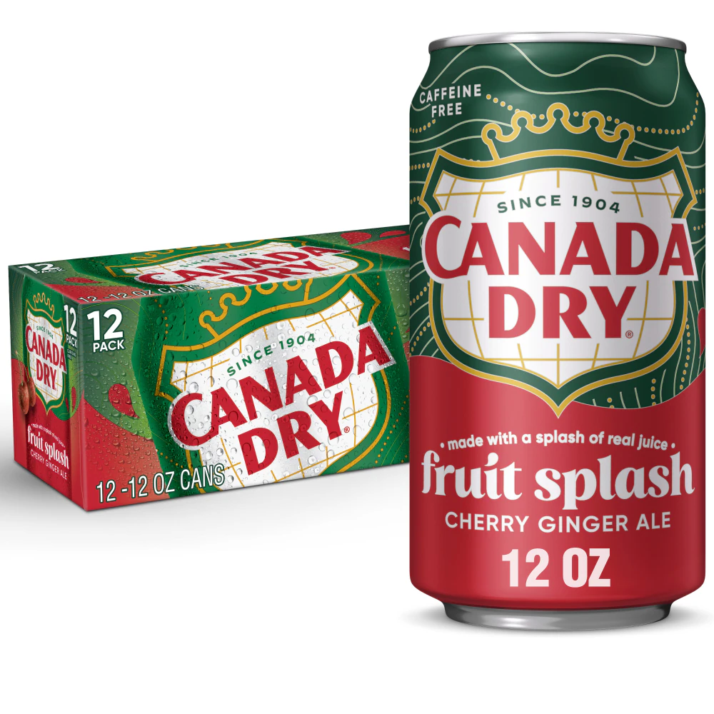 Canada Dry Fruit Splash Cherry Ginger Ale  12 Count 12oz