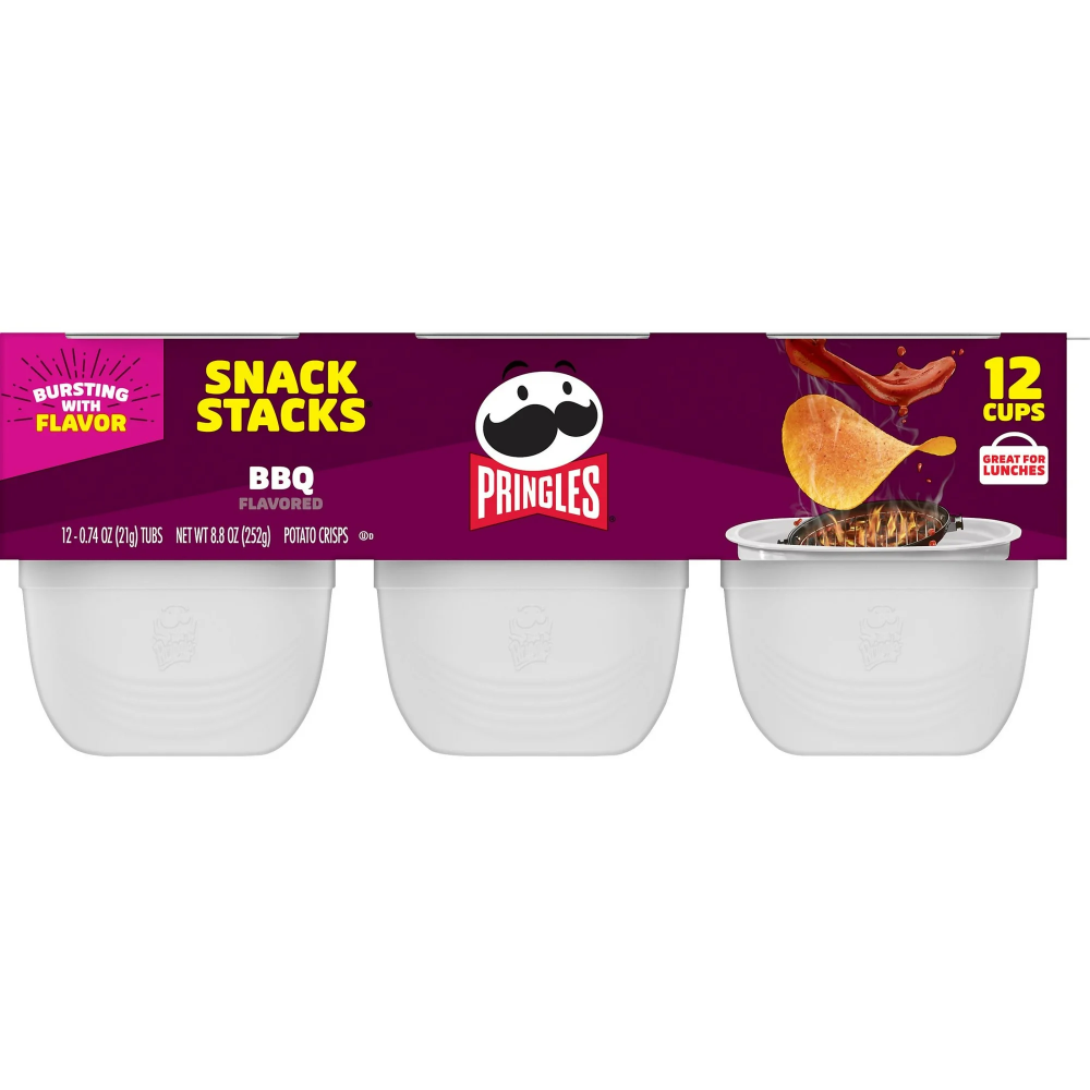 Pringles BBQ Potato Crisps Chips Snack Stacks 12Count 0.74oz Tubs