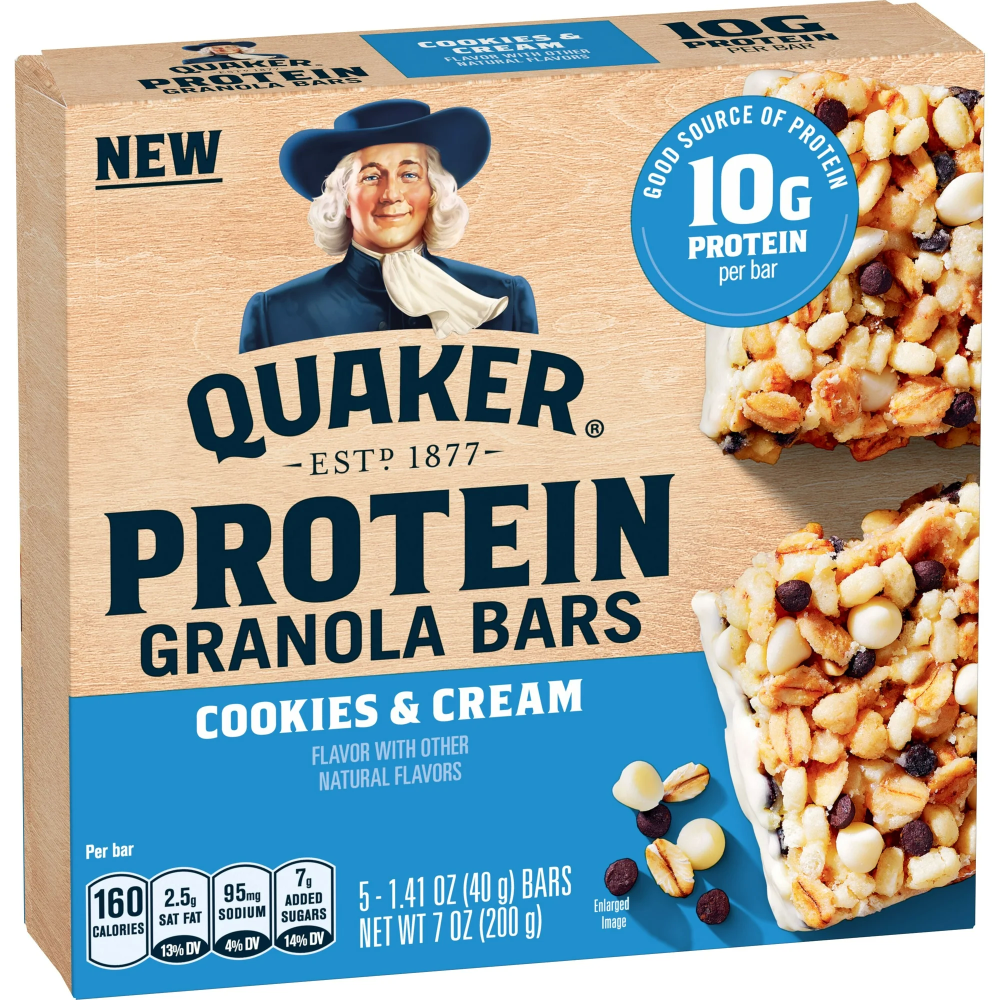 Quaker Protein Granola Bars Cookies & Cream 5-1.41 oz