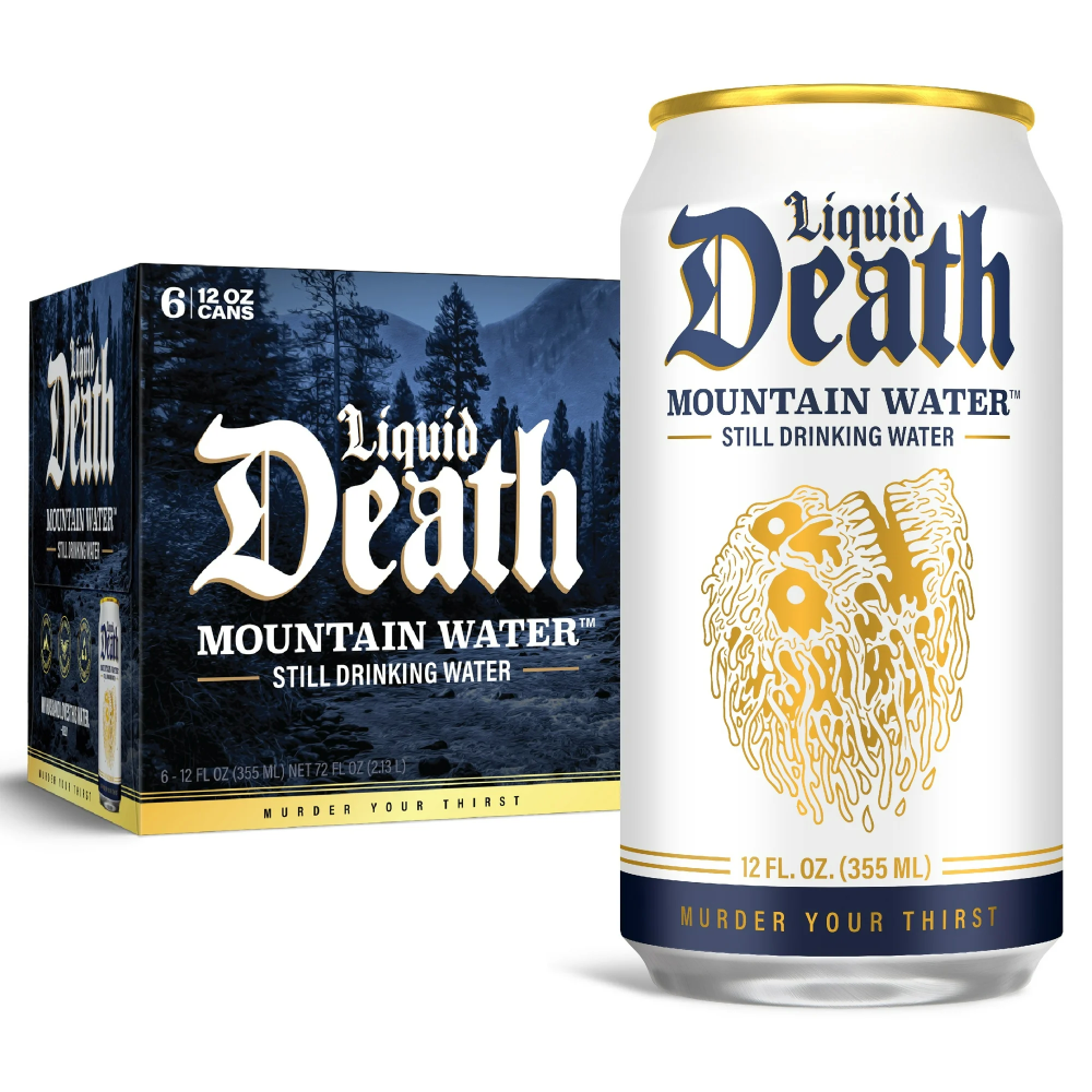 Liquid Death Mountain Water Still Drinking Water 6pk, 12 FZ Cans