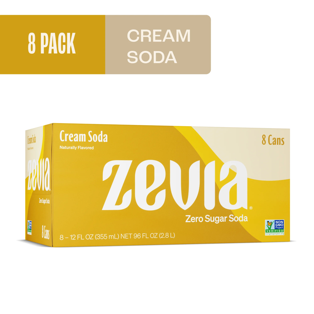 Zevia Zero Sugar  Cream Soda 8-12 Fl Oz Cans  