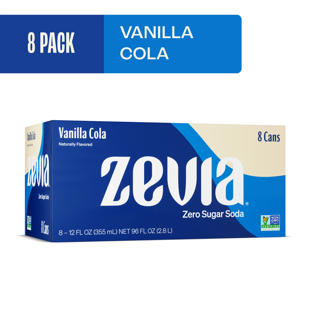 Zevia Zero Sugar Vanilla Cola Soda  8-12 Fl  Oz Ounce 