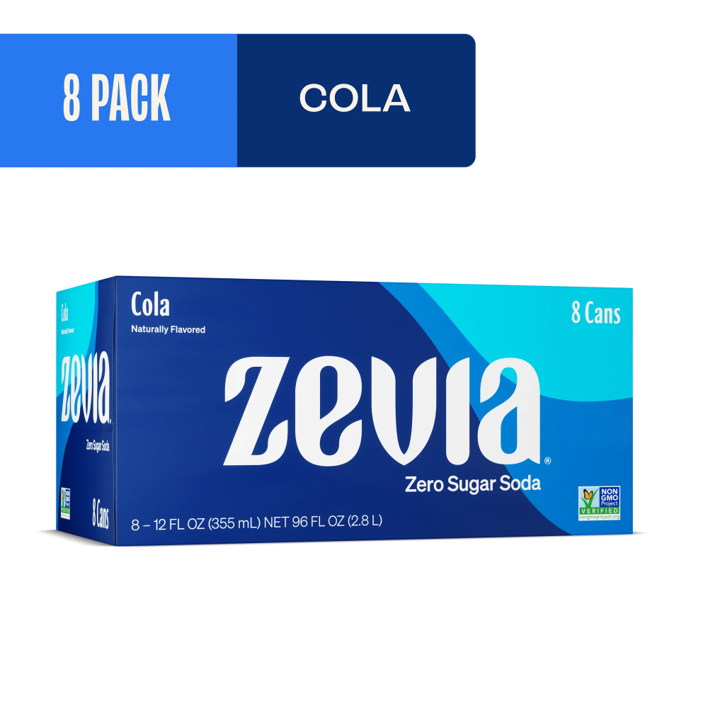 Zevia Zero Sugar Cola Soda 8-12 Fl Oz Cans  