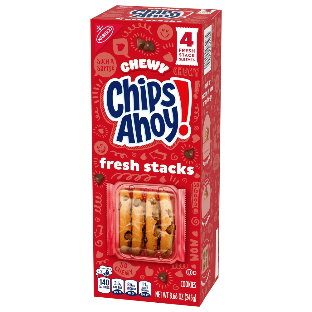 Chewy Chips Ahoy! Fresh Stacks Chocolate chip Cookies 4 Sleeves 8.66 Oz