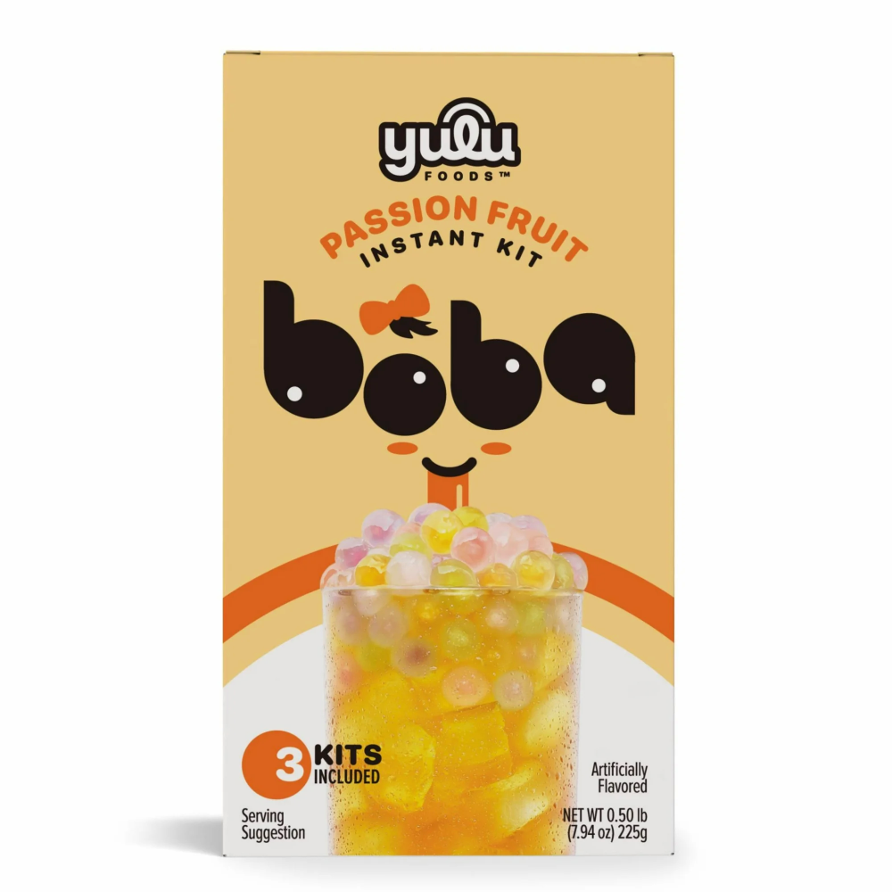 Yulu Instant Boba Passion Fruit, Bubble Tea Kit 3 Drinks