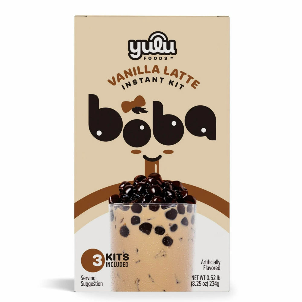 Yulu Instant Boba Vanilla Latte Bubble Tea Kit. 3 Drinks