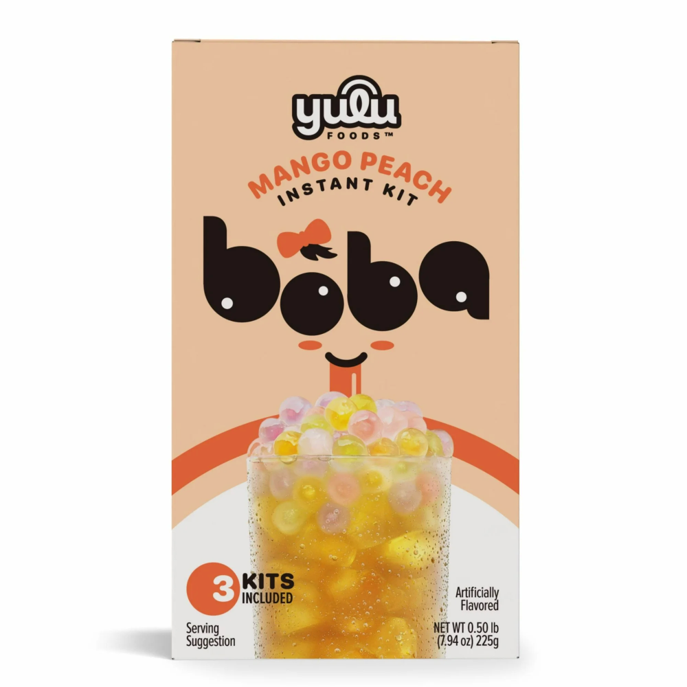 Yulu Instant Boba Mango Peach Tea Bubble Tea Kit. 3 Drinks
