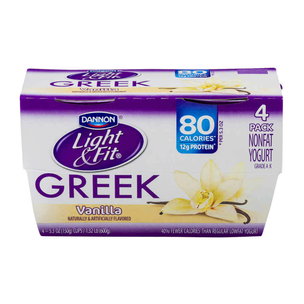 Dannon Light & Fit Greek Nonfat Yogurt Vanilla 5.3oz EA 4PK
