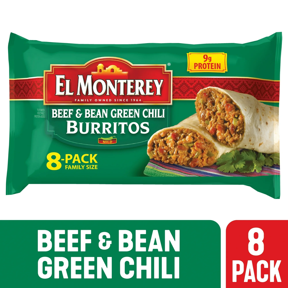 El Monterey Mild Beef & Bean Green Chili Burritos 8pk (frozen)
