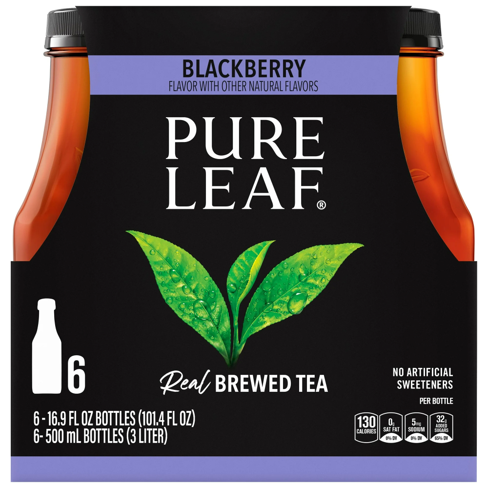 Pure Leaf Blackberry Real Brewed Tea 6-16.9 Oz Bottles 