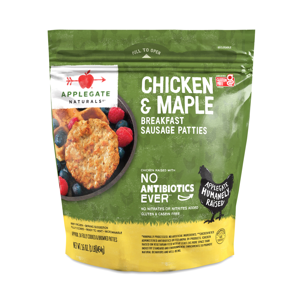 Applegate Natural Chicken & Maple  Breakfast Sausage Patties, 16 Oz Pouch Frozen