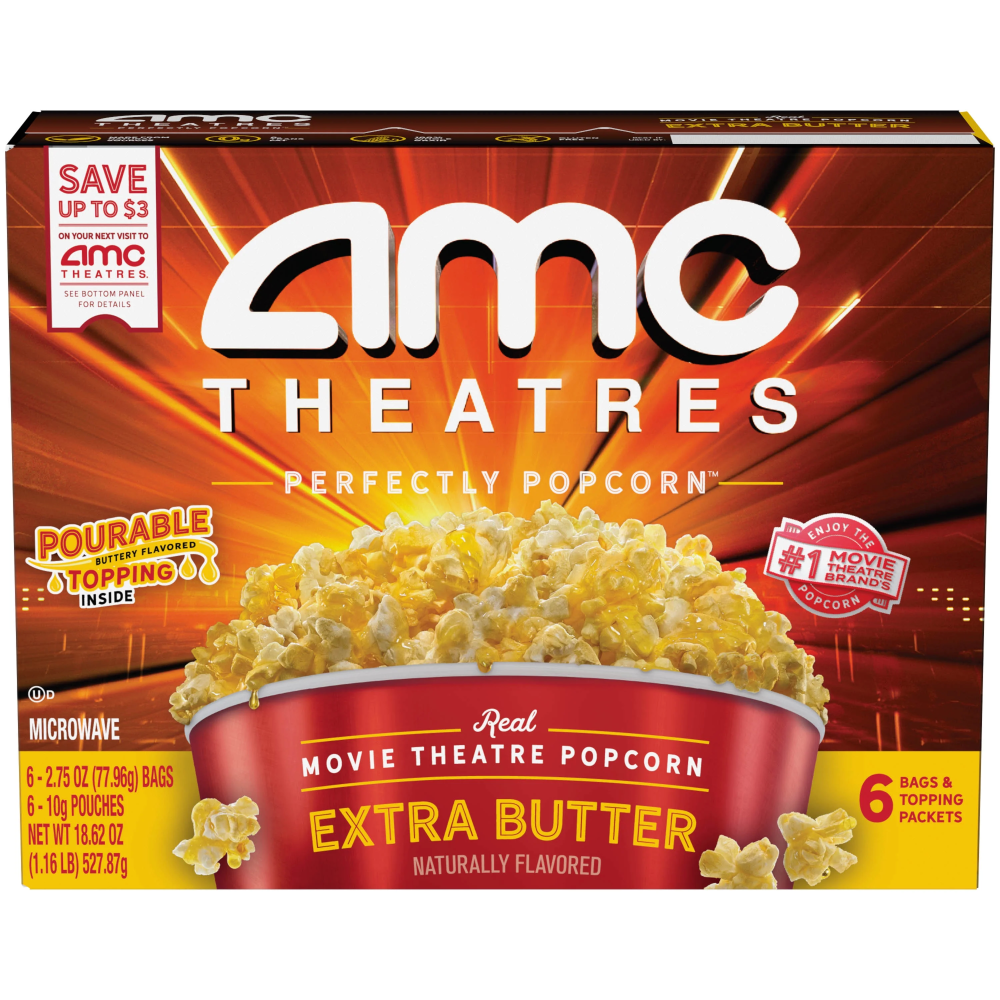 AMC Theatres Microwave Popcorn Extra Butter 6 Ct