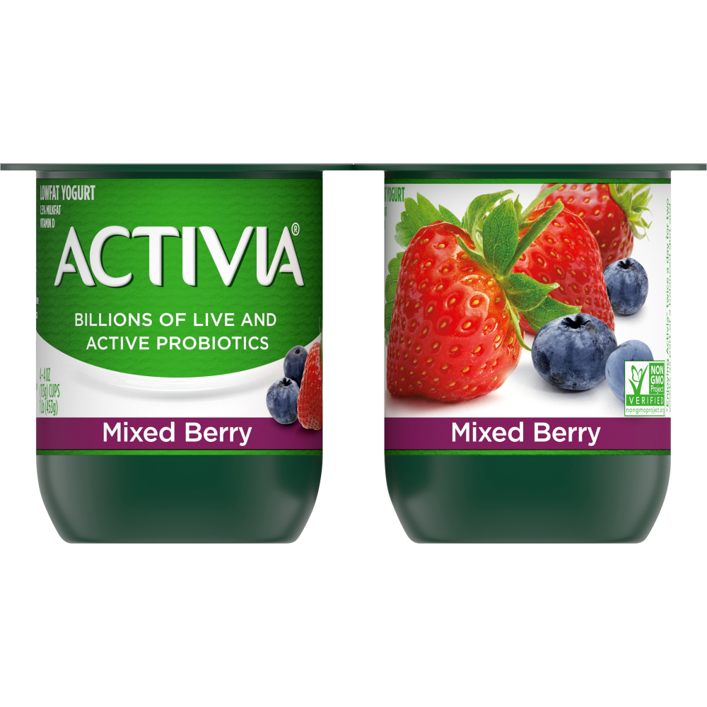Activia Mixed Berry Probiotic Lowfat Yogurt 4- 4 OZ Cups