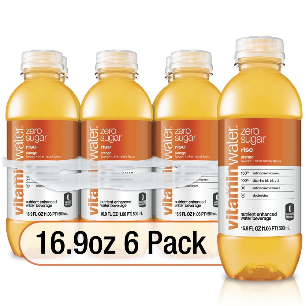 Glaceau Vitamin Water Zero Sugar Orange Rise, 6-Pack 16.9 Oz 