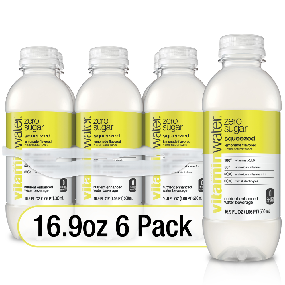 Glaceau Vitamin Water Zero Sugar Lemonade Squeezed, 6-Pack 16.9 Oz 
